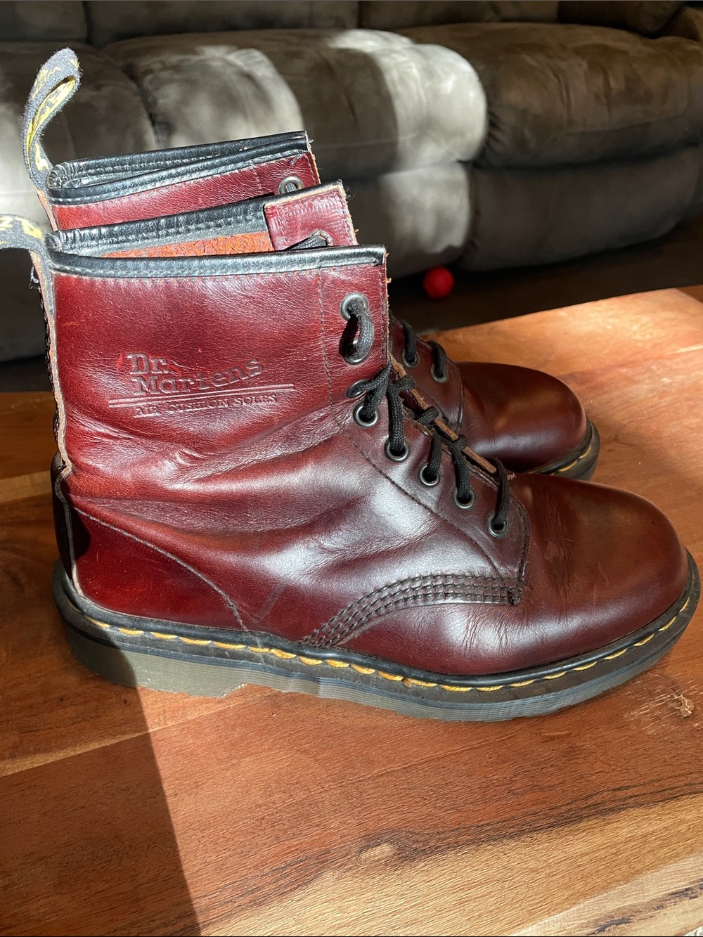 Dr. Martens Burgundy Leather Lace-Up Combat Boots